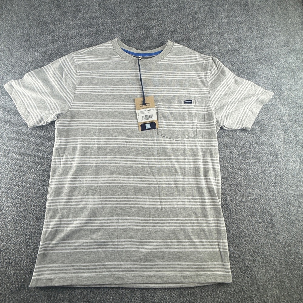 Chubbies Mens Striped Short Sleeve Pocket Tee Grey White Small 505041-012